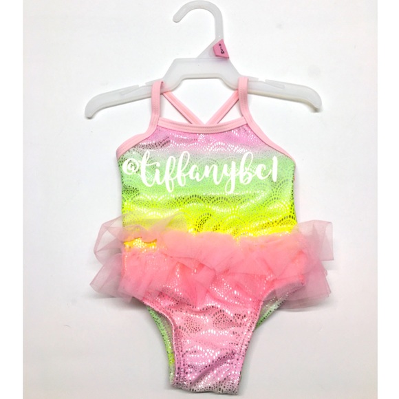 Mermaid Rainbow Tutu Infant Baby Girl Swimsuit - Picture 5 of 10